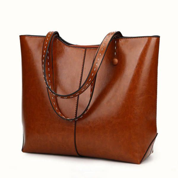 Naisten Öljy-nahkainen Kangaskassi Retro Crossbody -laukku