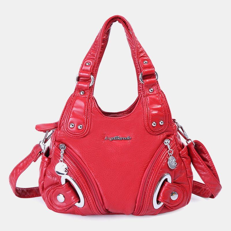 Naisten Pehmeä Nahkainen Käsilaukku Kiinteä Käsilaukku Crossbody Laukku