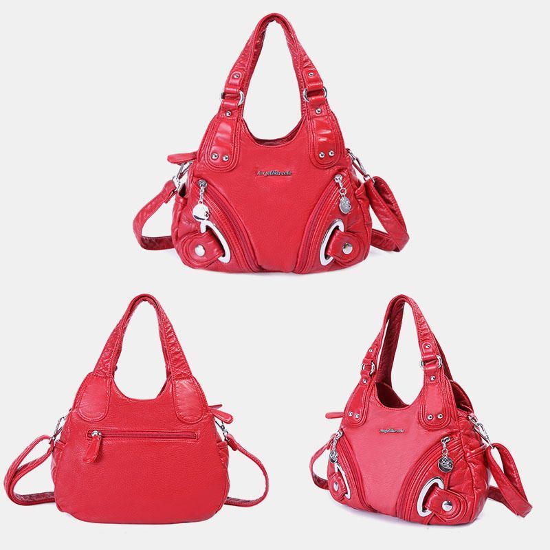 Naisten Pehmeä Nahkainen Käsilaukku Kiinteä Käsilaukku Crossbody Laukku