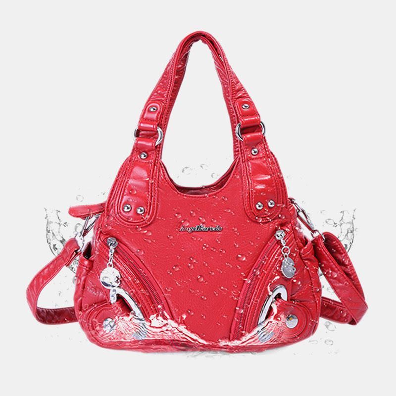 Naisten Pehmeä Nahkainen Käsilaukku Kiinteä Käsilaukku Crossbody Laukku