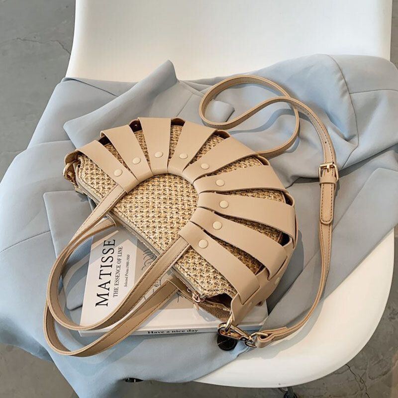 Naisten Pu Nahka Niitti Suuri Tilavuus Ontto Yksinkertainen Käsilaukku Olkalaukku Crossbody Laukut Olkilaukku