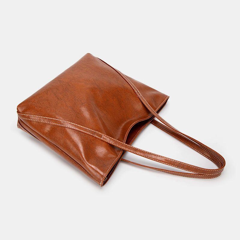 Naisten Pu Nahka Spring Vintage Suuri Tilavuus Olkalaukku Käsilaukku Tote