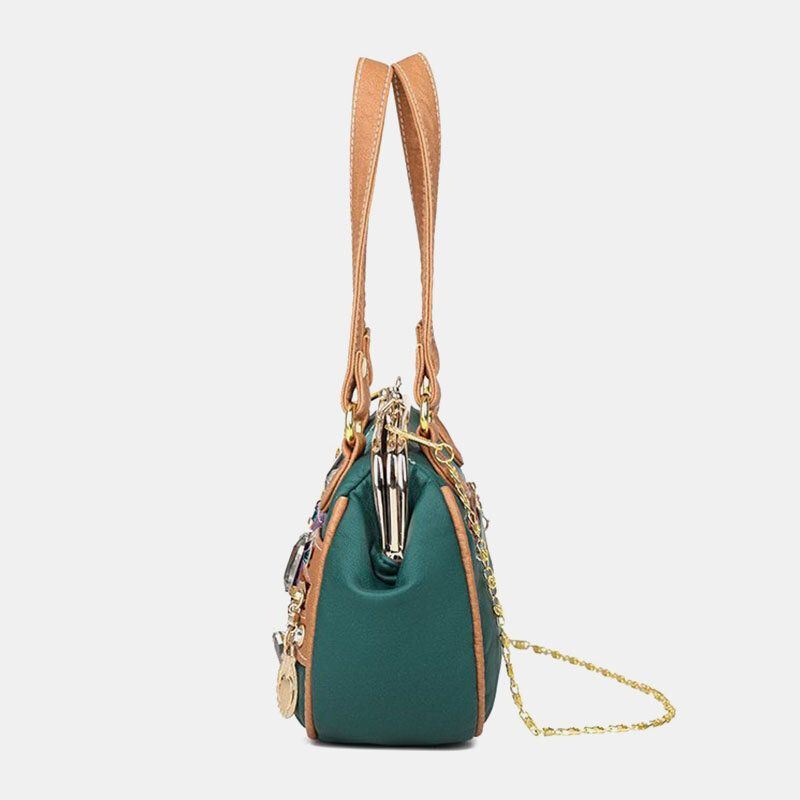 Naisten Pu Nahka Vedenpitävä Pääkallo Niitti Ketjut Olkalaukku Käsilaukku Crossbody Laukku
