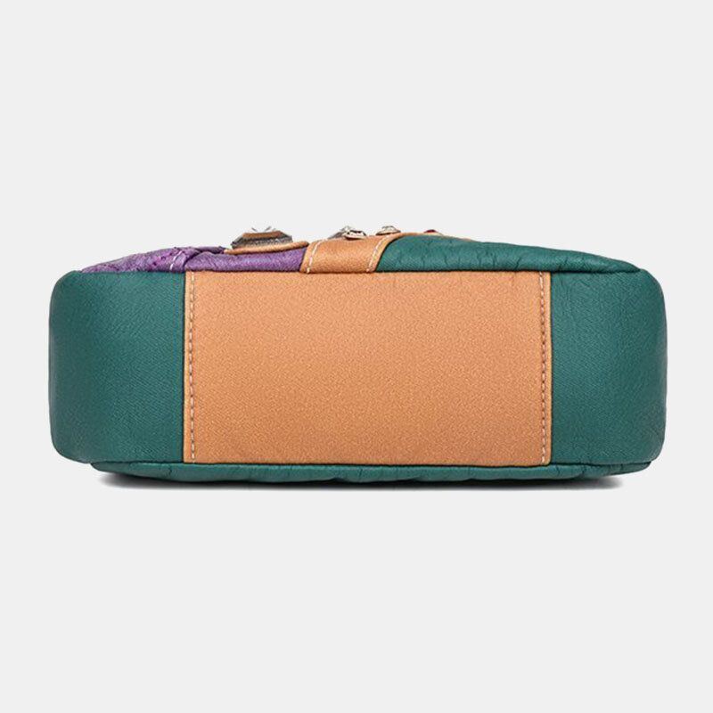 Naisten Pu Nahka Vedenpitävä Pääkallo Niitti Ketjut Olkalaukku Käsilaukku Crossbody Laukku