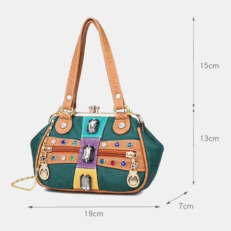 Naisten Pu Nahka Vedenpitävä Pääkallo Niitti Ketjut Olkalaukku Käsilaukku Crossbody Laukku