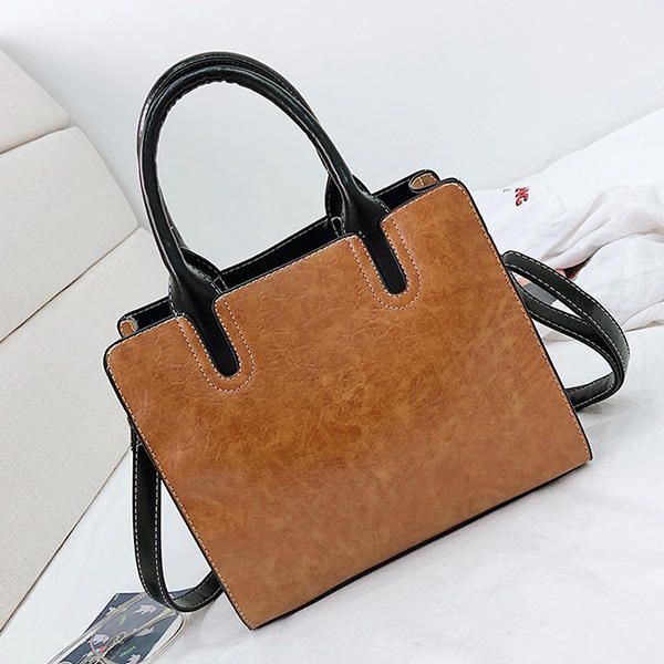 Naisten Pu-nahkainen Käsilaukku Retro Solid Leisure Crossbody -laukku