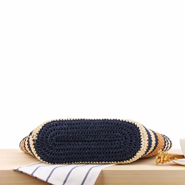 Naisten Raidallinen Olkalaukku Straw Beach Bag Kangaskassi Käsilaukku