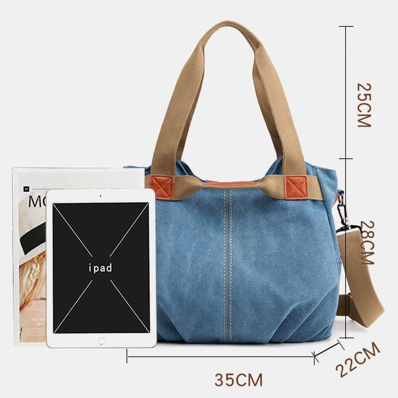 Naisten Suuri Kapasiteetti Canvas-käsilaukku Olkalaukku Crossbody Laukut