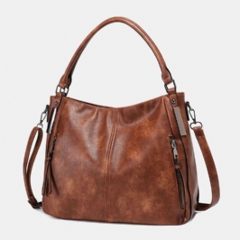 Naisten Tekonahka Suuri Kapasiteetti Takaosa Varkaudenesto Tasku Patchwork Käsilaukku Crossbody Laukku