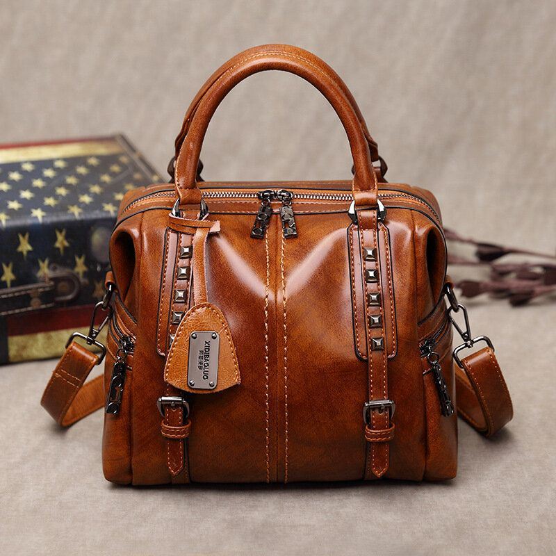 Naisten Unisex Keinonahka Retro Vintage Fashion Multi-carry Käsilaukku Tote Crossbody Bag