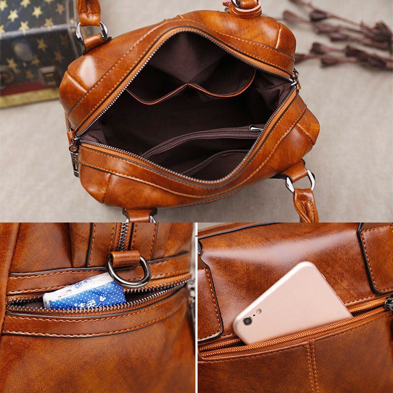 Naisten Unisex Keinonahka Retro Vintage Fashion Multi-carry Käsilaukku Tote Crossbody Bag