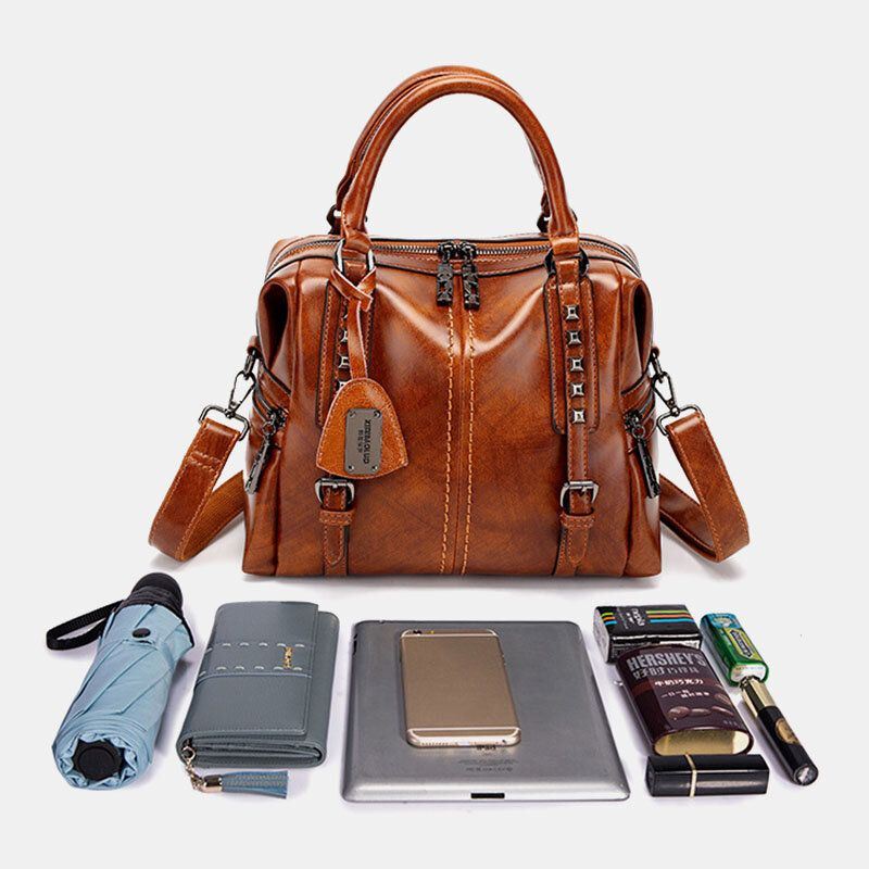 Naisten Unisex Keinonahka Retro Vintage Fashion Multi-carry Käsilaukku Tote Crossbody Bag