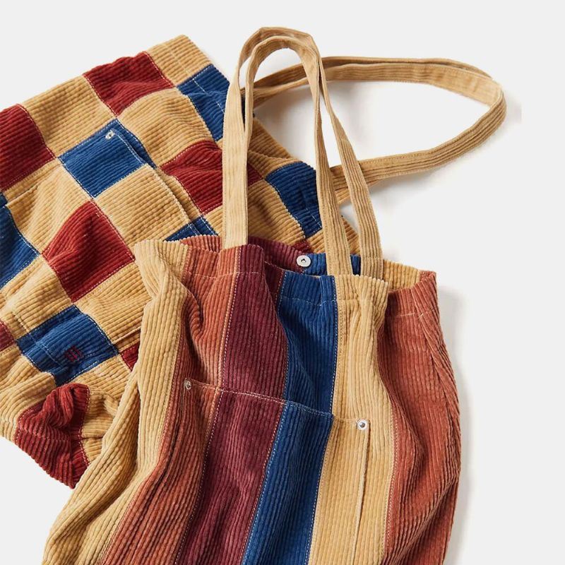 Naisten Vakosametan Värillinen Raidallinen Etutasku Kantalaukku Suuri Tilavuus Vintage Olkalaukku Käsilaukku