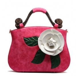 Vintage Fashion Pu Nahka Rose Koristeellinen Käsilaukku Crossbody Laukku Naisille
