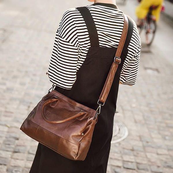 Vintage Naisten Käsilaukku Pehmeä Crossbody Laukku Kolmiosastoiset Olkalaukut