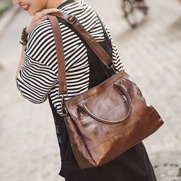 Vintage Naisten Käsilaukku Pehmeä Crossbody Laukku Kolmiosastoiset Olkalaukut