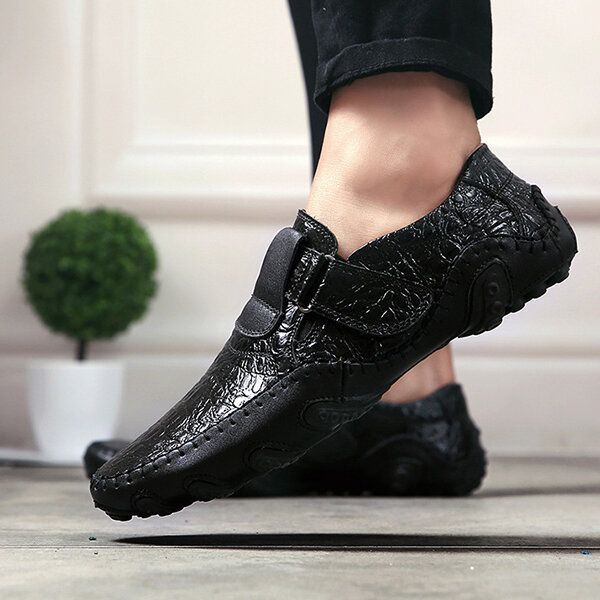Hienot Miesten Hook Loop Aitoa Nahkaa Olevat Oxfords-kengät