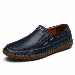 Kengät Miesten Aito Nahka Käsinompeleella Pehmeä Pohja Slip On Oxfords