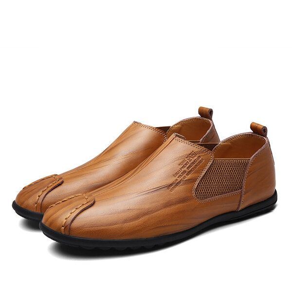 Kengät Miesten Rento Käsinompeleminen Aito Nahka Joustava Flat Oxfords