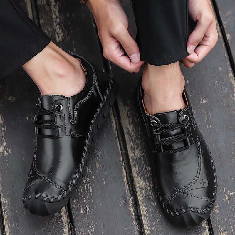 Miesten Aito Nahka Törmäyksenestovarvas Casual Business Oxfords