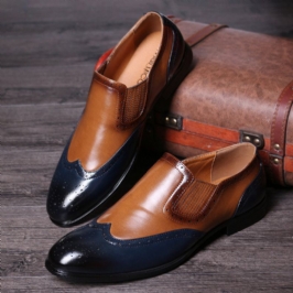 Miesten Brogue Carved Color Spicing Slip On Business Oxfords