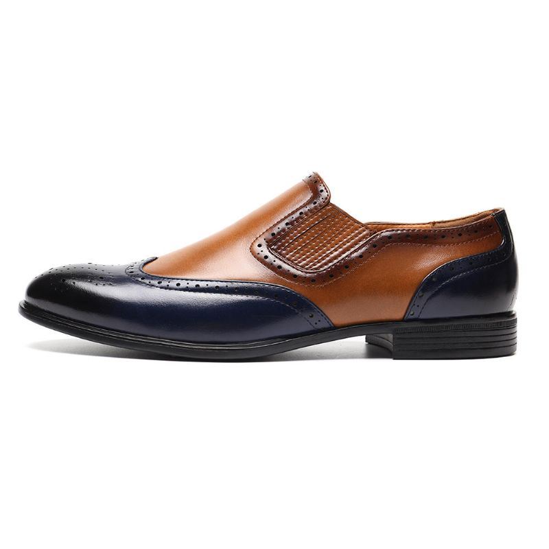 Miesten Brogue Carved Color Spicing Slip On Business Oxfords