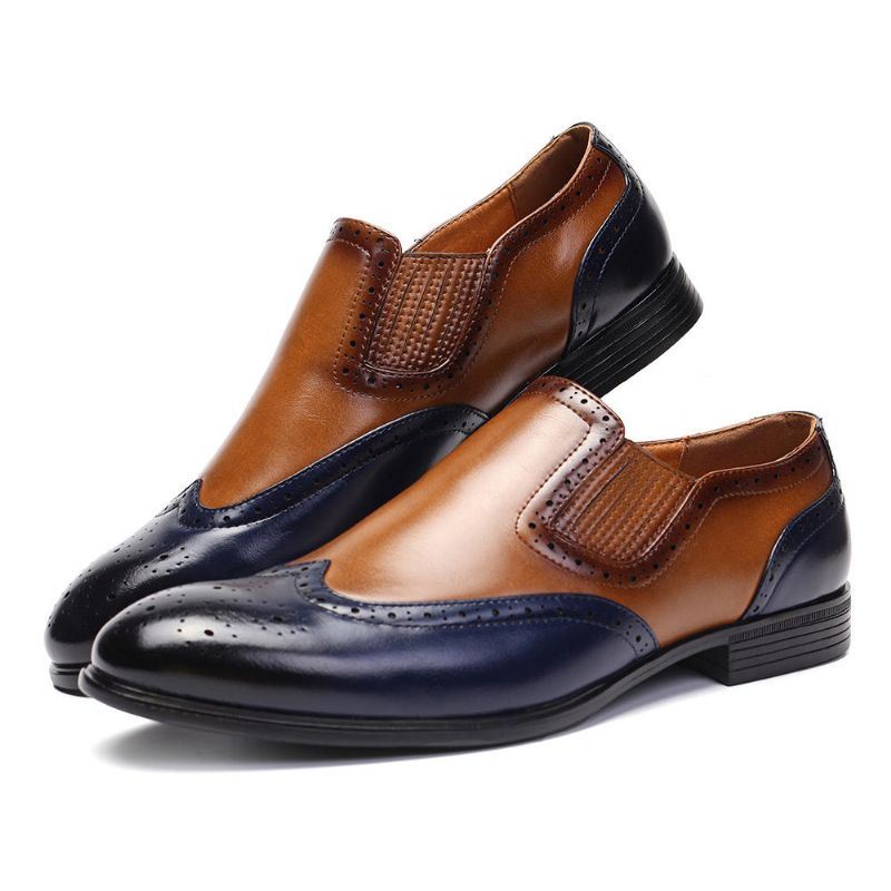 Miesten Brogue Carved Color Spicing Slip On Business Oxfords