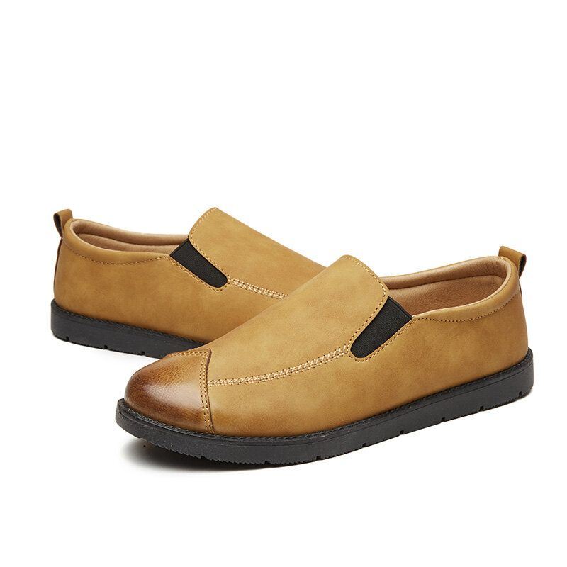 Miesten Business Casual Loafers Chelsea Slip On Työmekko Käsinompelukengät