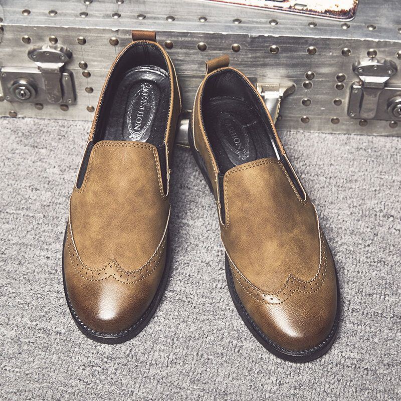Miesten Business Casual Loafers Chelsea Slip On Työmekko Käsinompelukengät