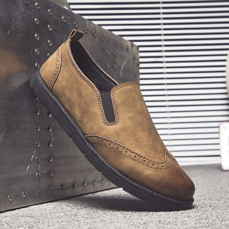 Miesten Business Casual Loafers Chelsea Slip On Työmekko Käsinompelukengät