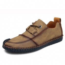 Miesten Casual Käsinompeluhattu Toe Soft Slip On Oxfords