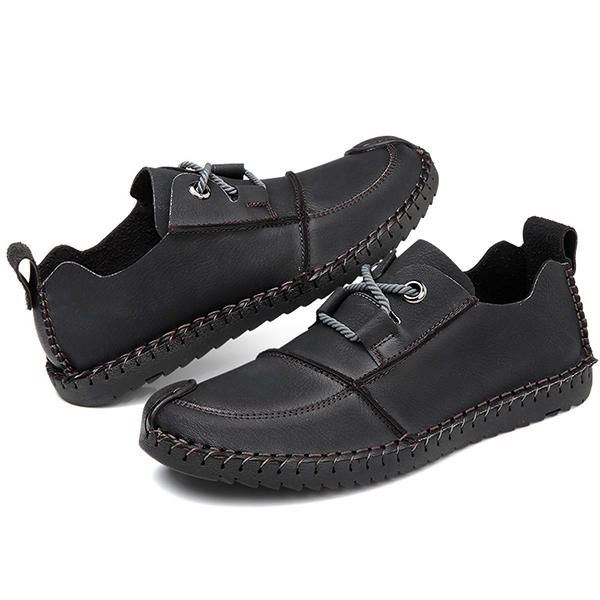 Miesten Casual Käsinompeluhattu Toe Soft Slip On Oxfords