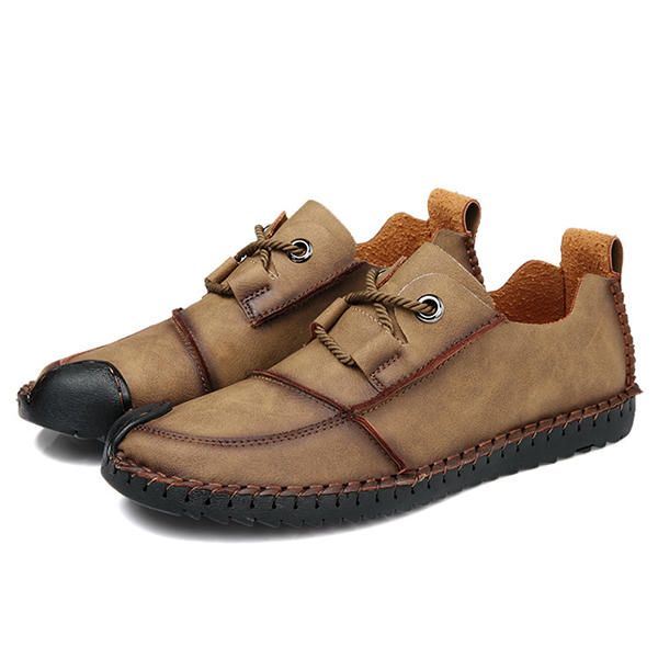 Miesten Casual Käsinompeluhattu Toe Soft Slip On Oxfords