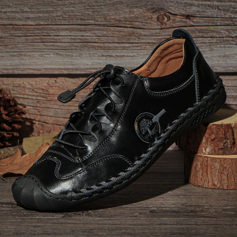 Miesten Käsinompeleminen Liukumaton Pehmeä Pohja Rento Nahka Oxfords