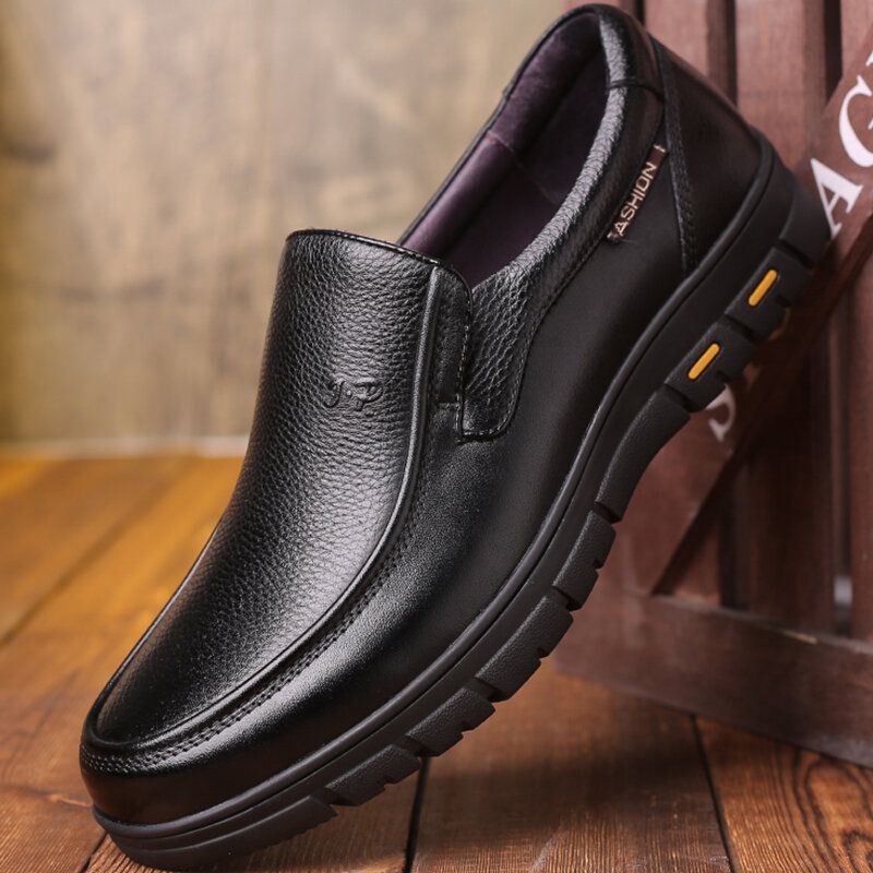 Miesten Lehmännahkainen Liukastumista Estävä Pehmeä Pohjallinen Business Oxfords