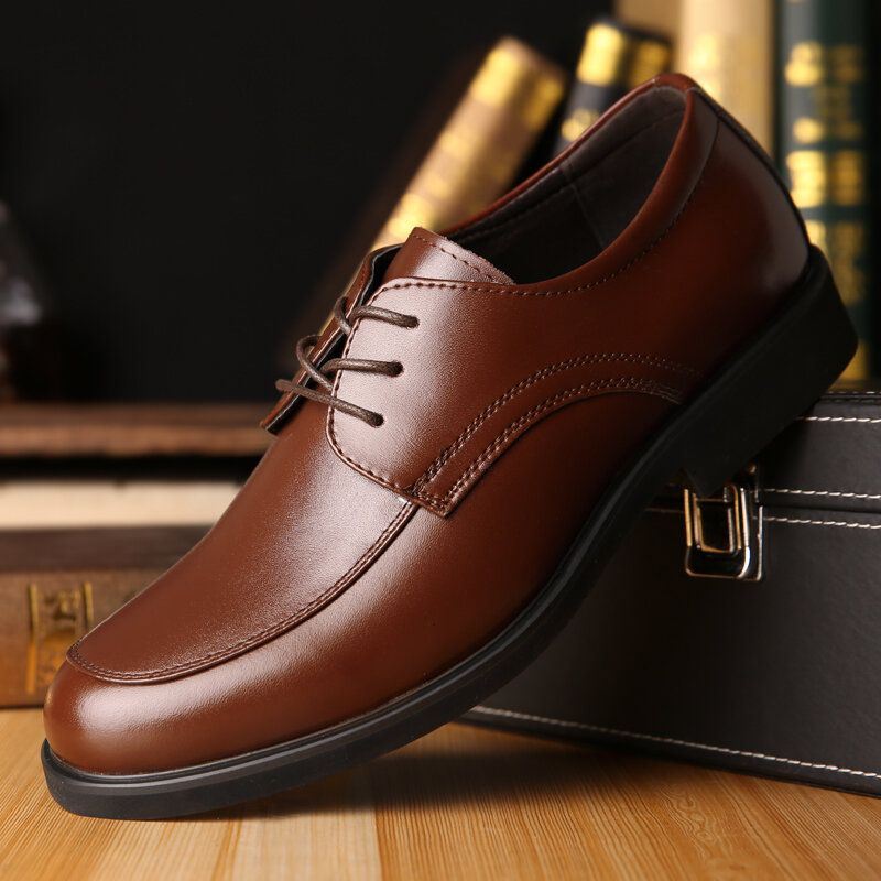 Miesten Lehmännahkainen Mikrokuituliina Hengittävä Pehmeä Pohja Mukavat Business Casual Nahkakengät