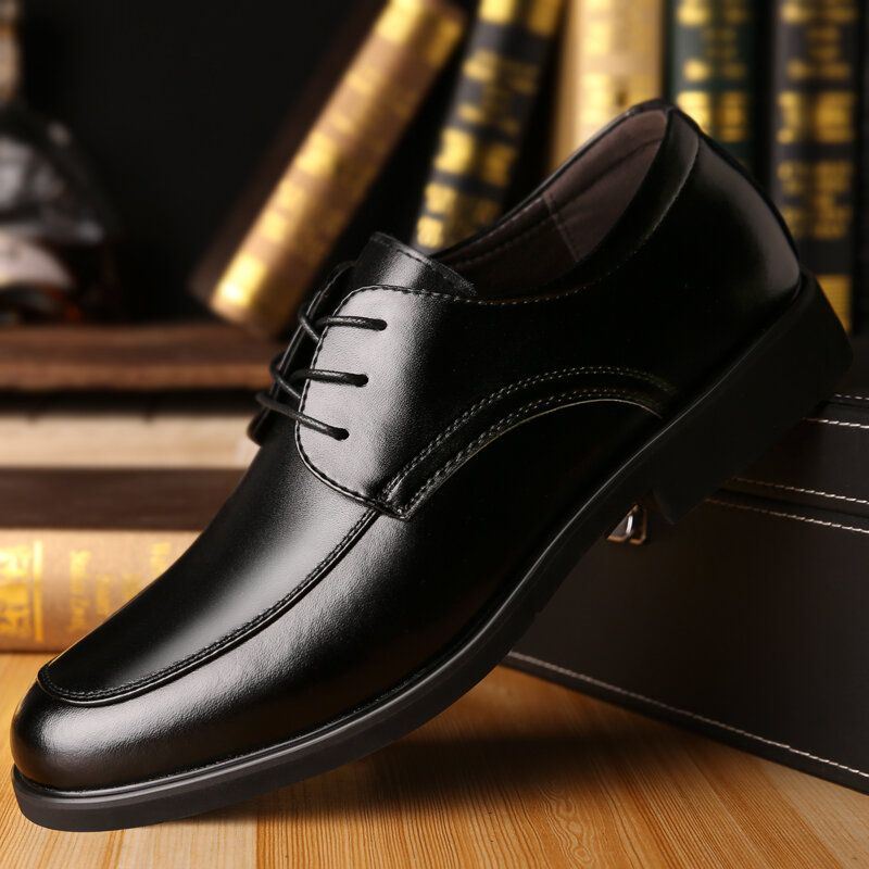 Miesten Lehmännahkainen Mikrokuituliina Hengittävä Pehmeä Pohja Mukavat Business Casual Nahkakengät