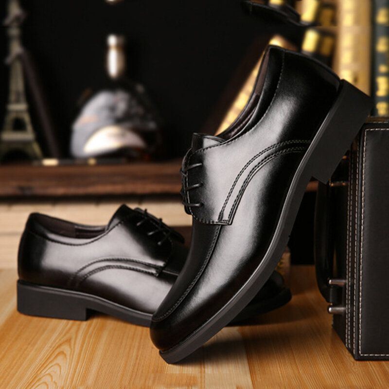 Miesten Lehmännahkainen Mikrokuituliina Hengittävä Pehmeä Pohja Mukavat Business Casual Nahkakengät