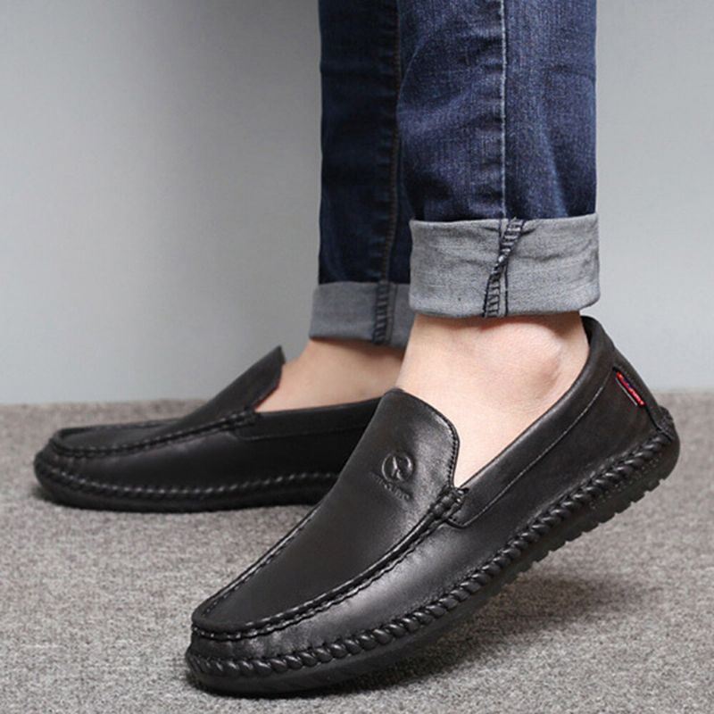 Miesten Liukumattomat Vapaat Käsin Ompelevat Nahkaiset Pehmeät Pohjalliset Kävely Oxfords