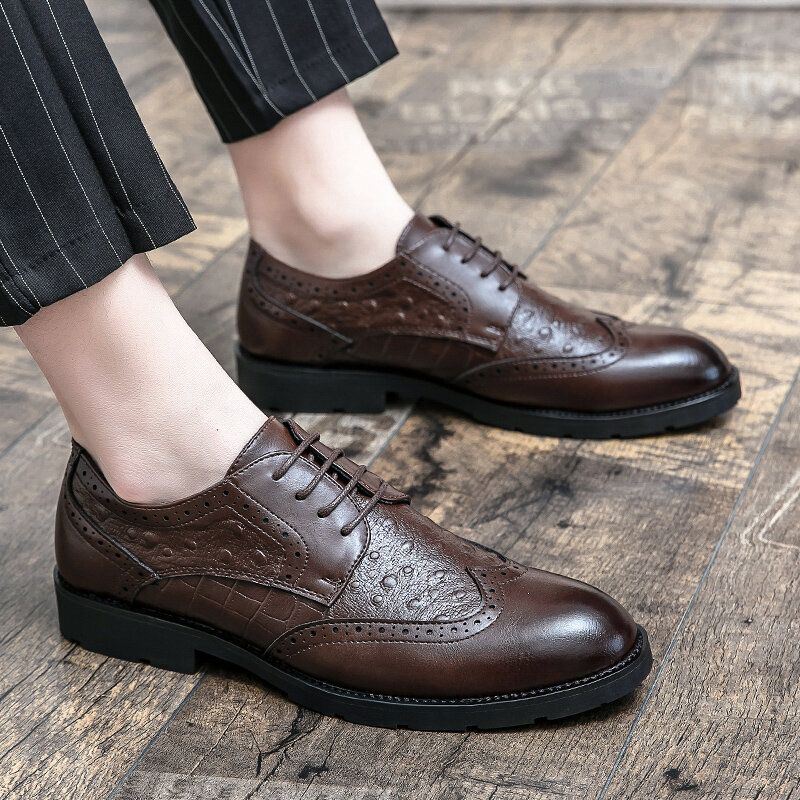 Miesten Mikrokuituliina Hengittävä Pehmeä Pohjallinen Alushousu Pure Color Oxfords Casual Business Kengät