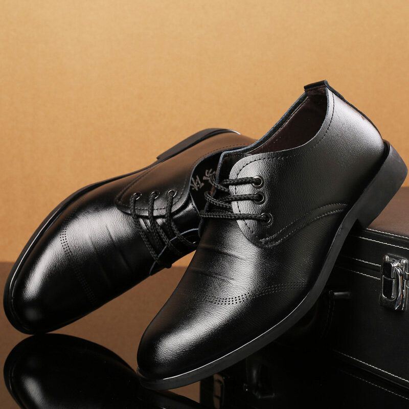 Miesten Mukavat Mikrokuituliinahkaiset Pehmeät Nauhanauhat Business Casual Juhlakengät