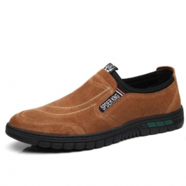 Miesten Mukavat Siannahkaiset Tikkaukset Liukumattomat Pyöreät Toe Lazy Slip-on Loafers Kengät