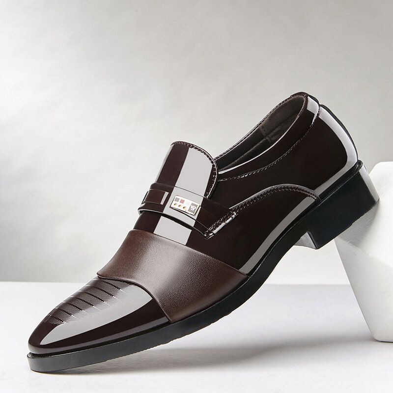 Miesten Nahka Mukava Pehmeä Pohja Teräväkärki Slip On Mekko Vapaa-ajan Liikekengät