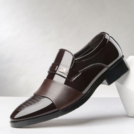 Miesten Nahka Mukava Pehmeä Pohja Teräväkärki Slip On Mekko Vapaa-ajan Liikekengät