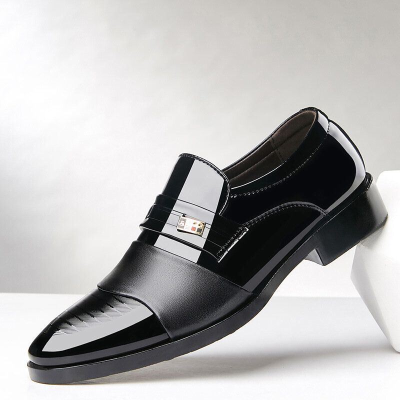 Miesten Nahka Mukava Pehmeä Pohja Teräväkärki Slip On Mekko Vapaa-ajan Liikekengät