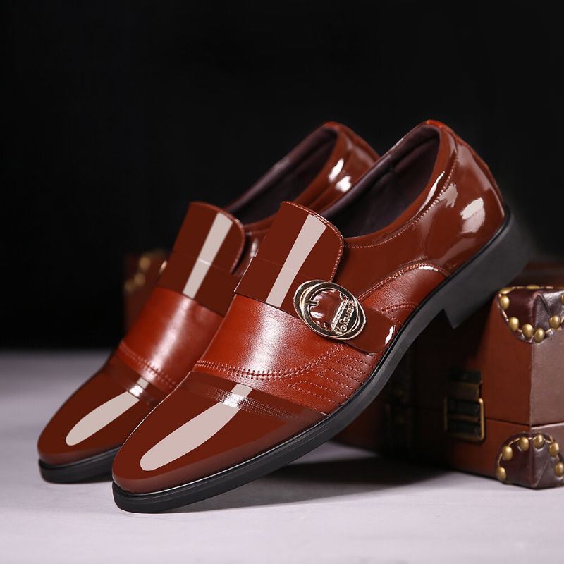 Miesten Nahkaa Splicing Hengittävä Pehmeä Pohja Slip On Retro Vapaa-ajan Mekkokengät