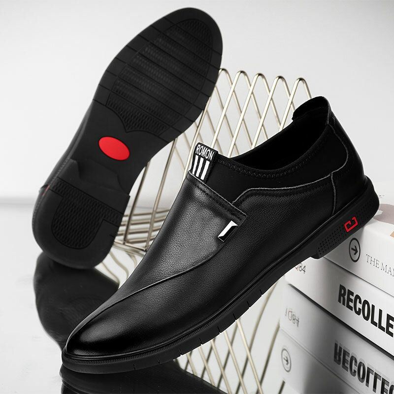 Miesten Nahkahousut Puhdasväriset Tikkaukset Pukeutuvat Business Formal Loafers -kengät