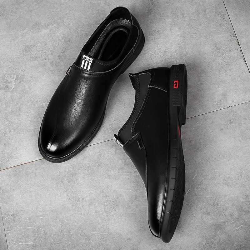 Miesten Nahkahousut Puhdasväriset Tikkaukset Pukeutuvat Business Formal Loafers -kengät