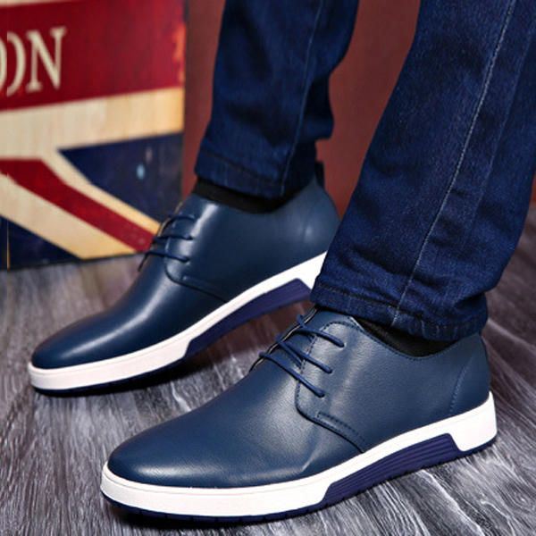 Miesten Nahkainen Pyöreävarvas Oxfords-lenkkari