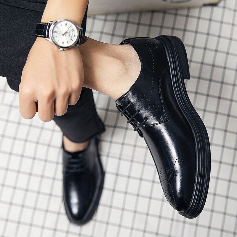 Miesten Nahkaiset Hengittävät Mukavat Teräväkärkiset Vintage Oxford Casual Business -kengät